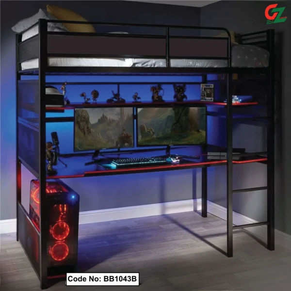 gaming bunk bed with chair