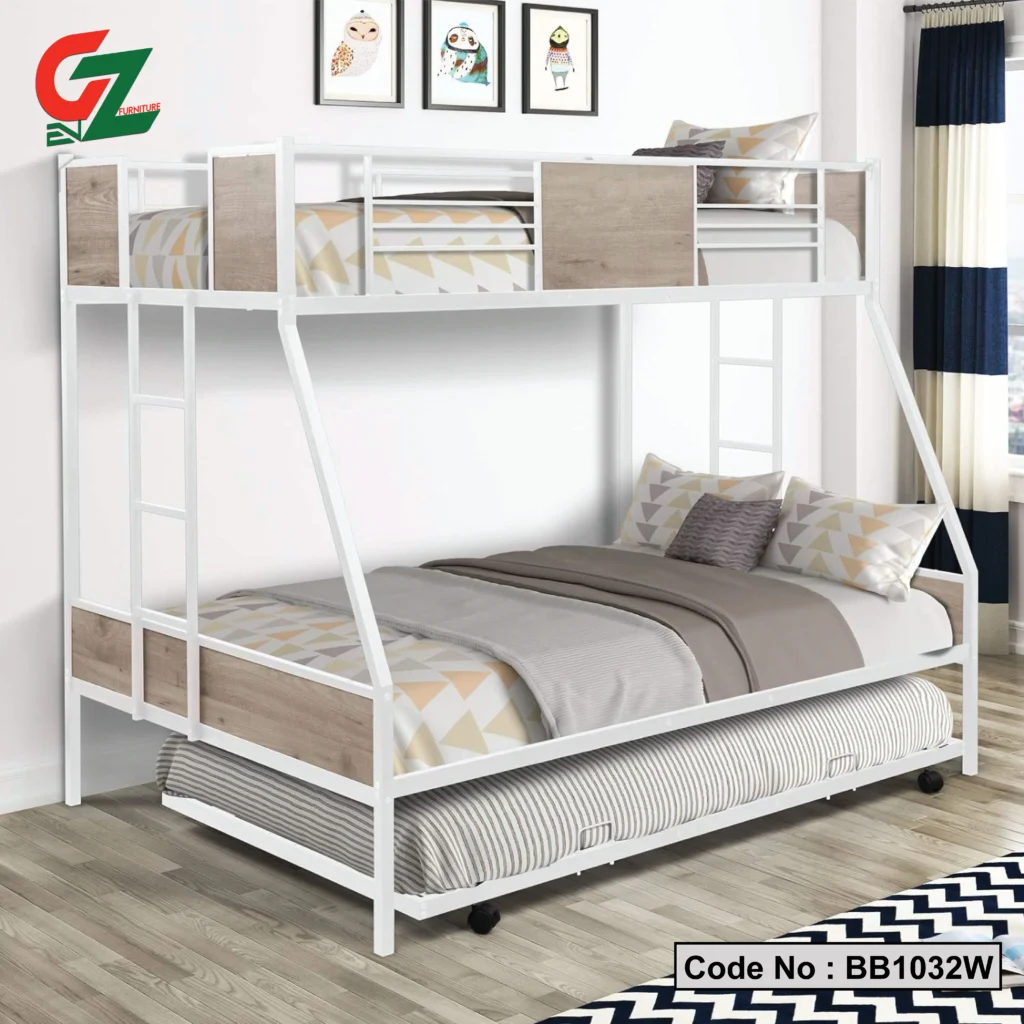 modern bunk bed with extra bed