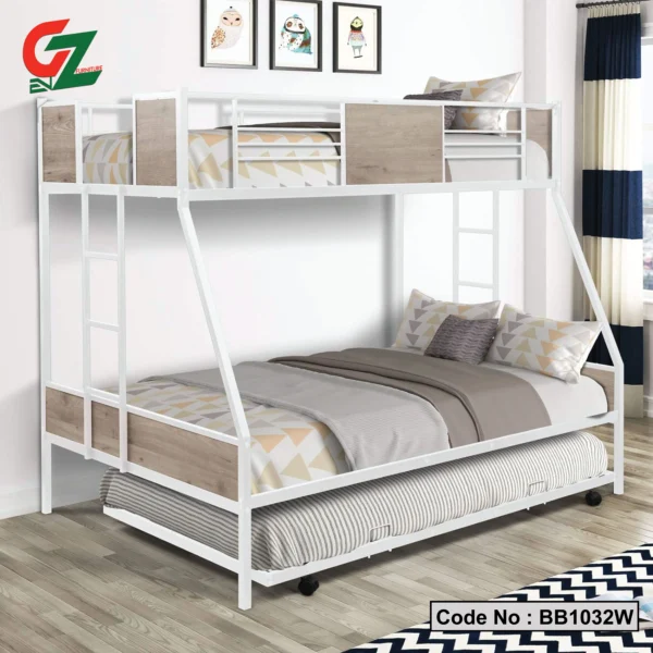 modern bunk bed with extra bed