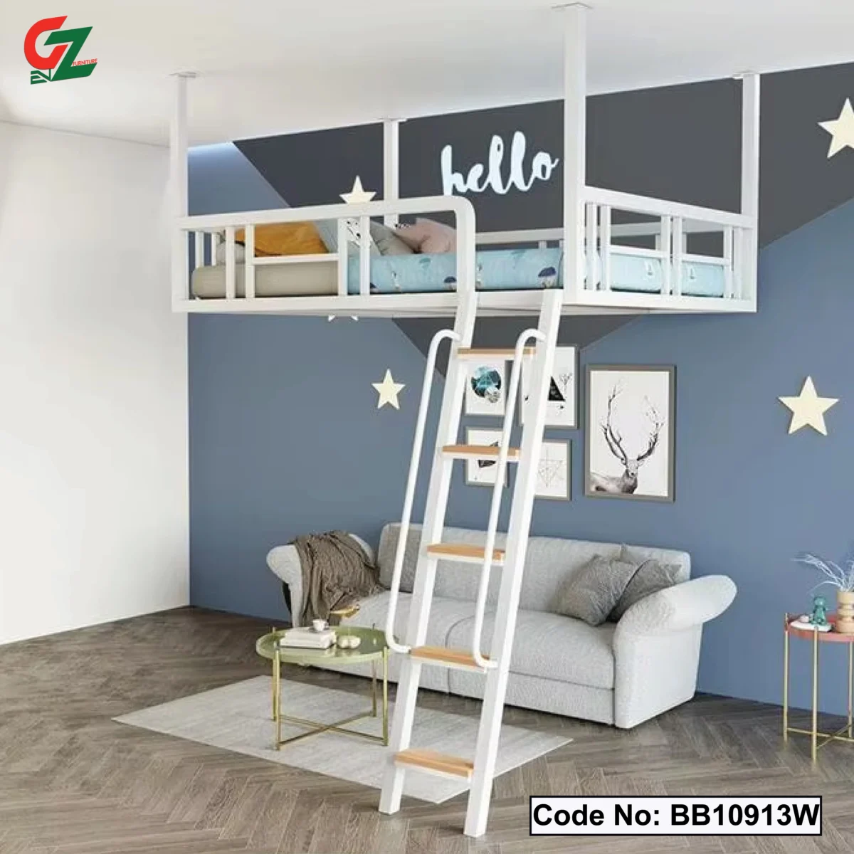 Home Wall Hanging Iron Small Loft Bed Multifunctional