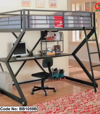 Steel Bunk Bed with Desk