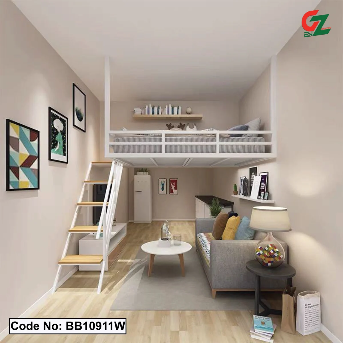 Wrought iron Space-Saving Dwelling Elevated Loft Bed