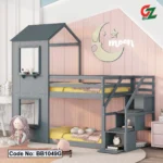 Stylish Twin Over Bunk Bed with Storage