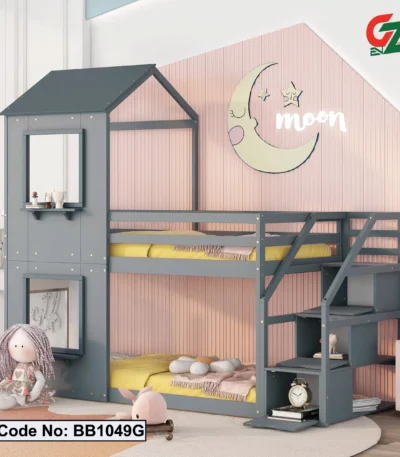 Stylish Twin Over Bunk Bed with Storage