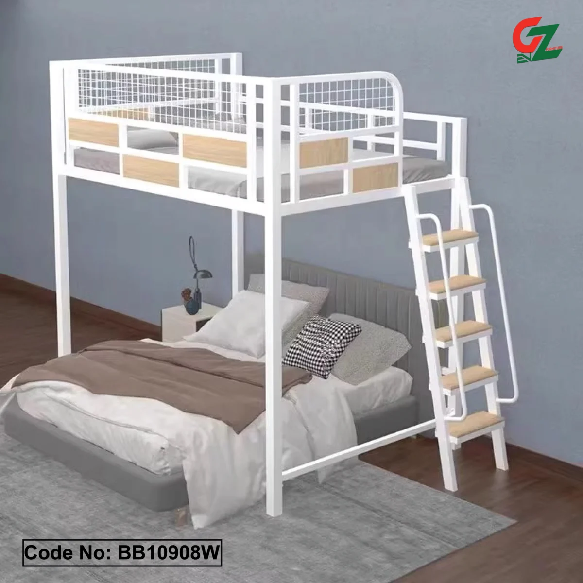 Loft Elevated Bunk Bed Iron Art Single
