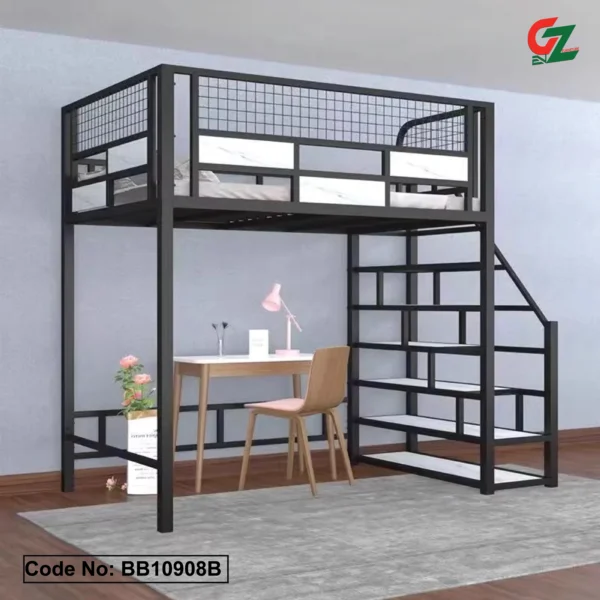 Loft Elevated Bunk Bed Iron Art Single Upper Bed