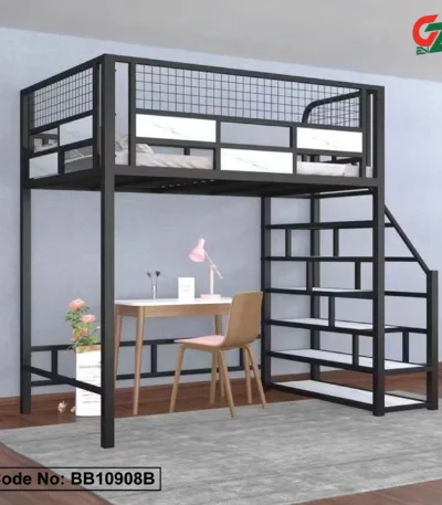 Loft Elevated Bunk Bed Iron Art Single Upper Bed