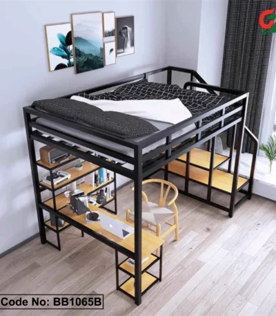 Modern Bunk Bed With Desk & Shelf
