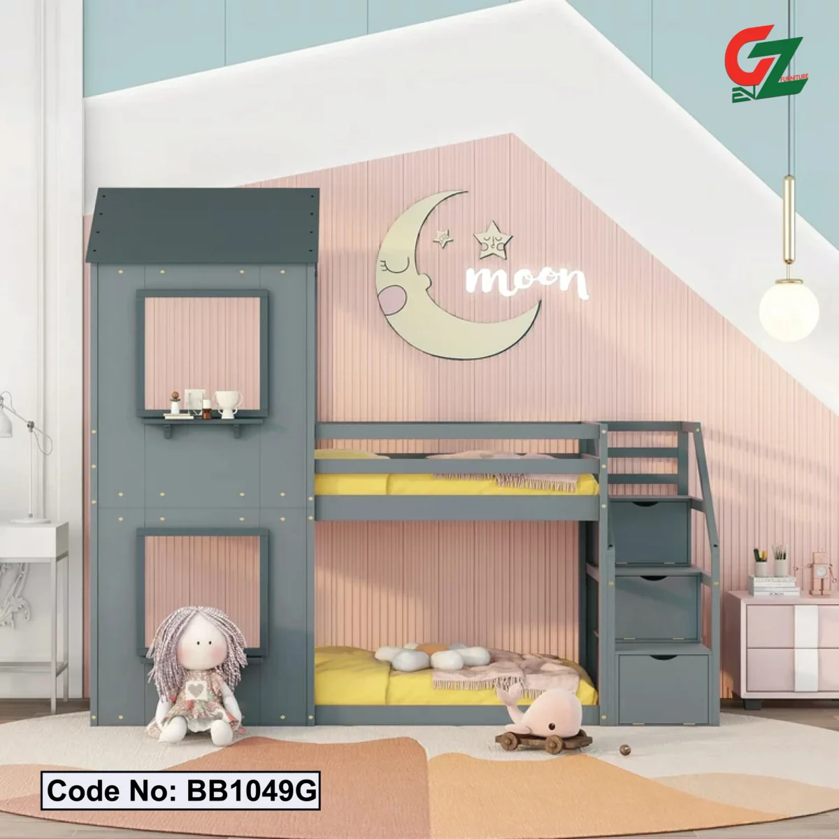 Twin Over Bunk Bed with Storage