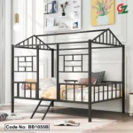 Twin House Metal Cabin bunk Bed Frame with Ladder