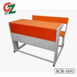 Ergonomic Study Desk with an orange top and supportive backrest.